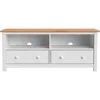 Handcrafted Solid Oak TV Stand Entertainment Center - Elegant White/Pine Media Console with Spacious Storage Drawers & Open Shel 3