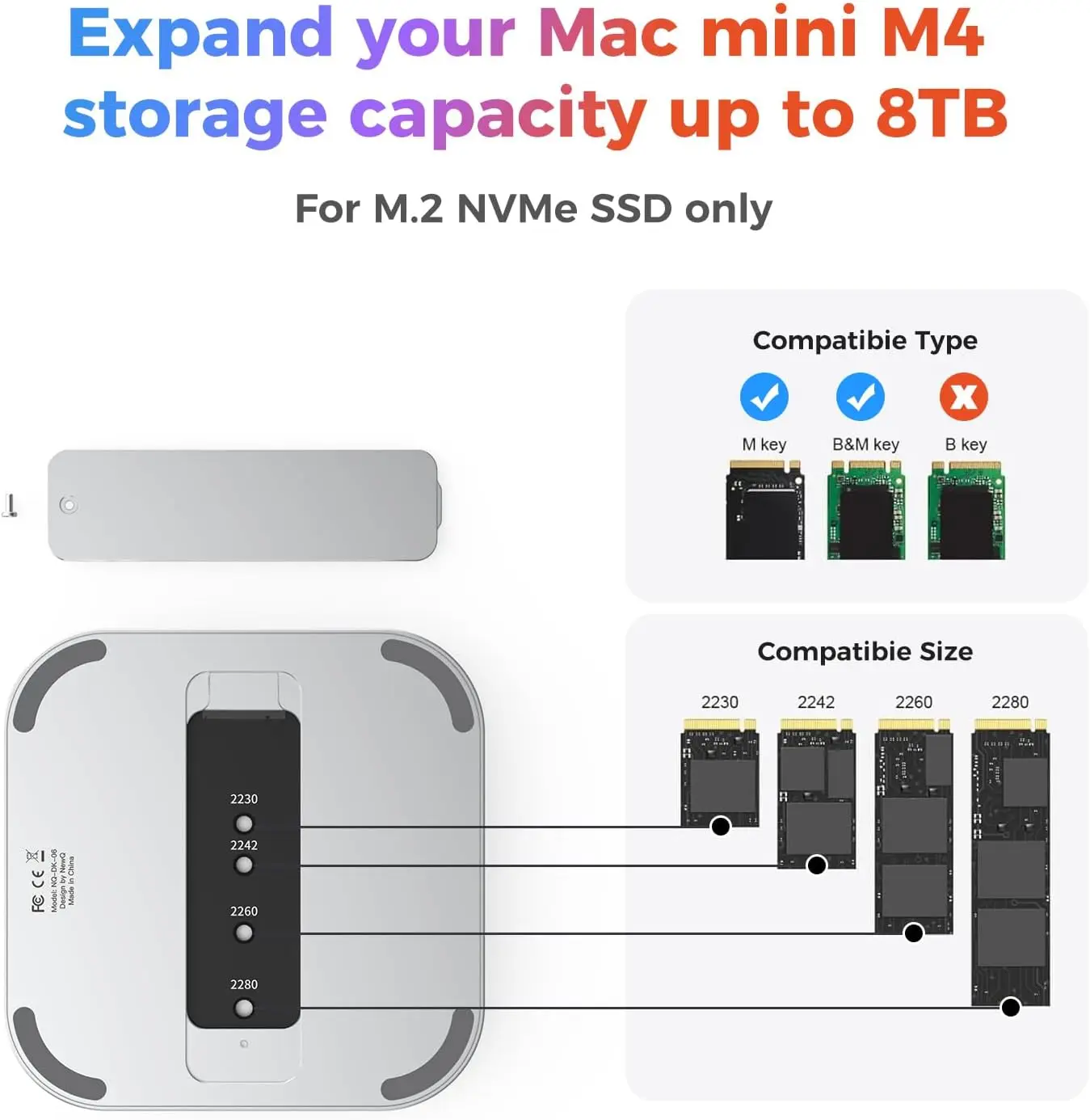사진작가용 M.2 SSD 인클로저가 포함된 Mac Mini M4 Dock, 10Gbps CFexpress Type B/Type A 카드 리더기 전문 영화 제작자