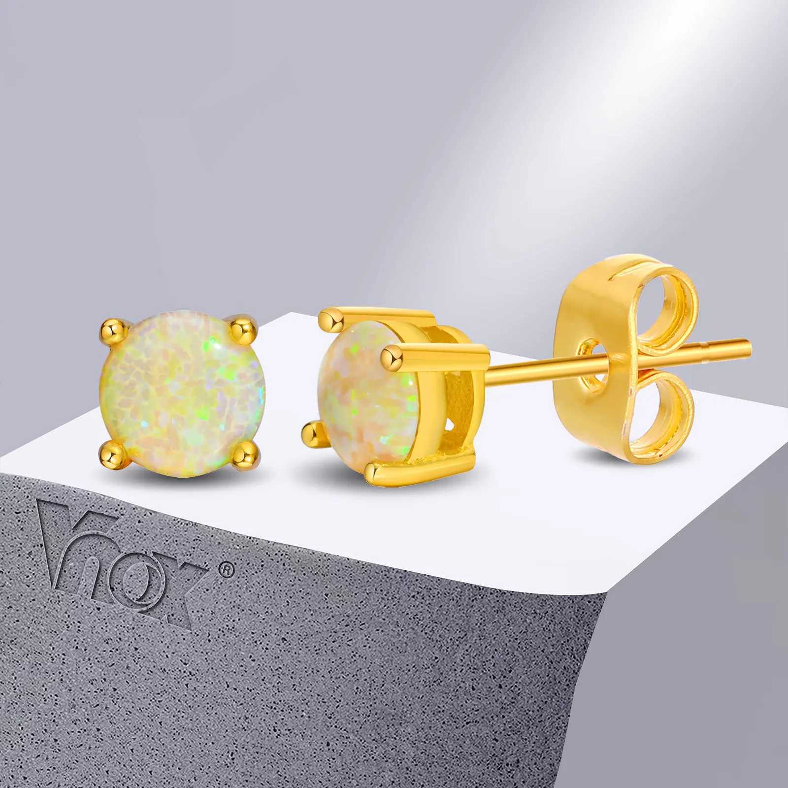 Simple Cubic Zirconia Stone Stud Earrings in Gold | Uncommon James