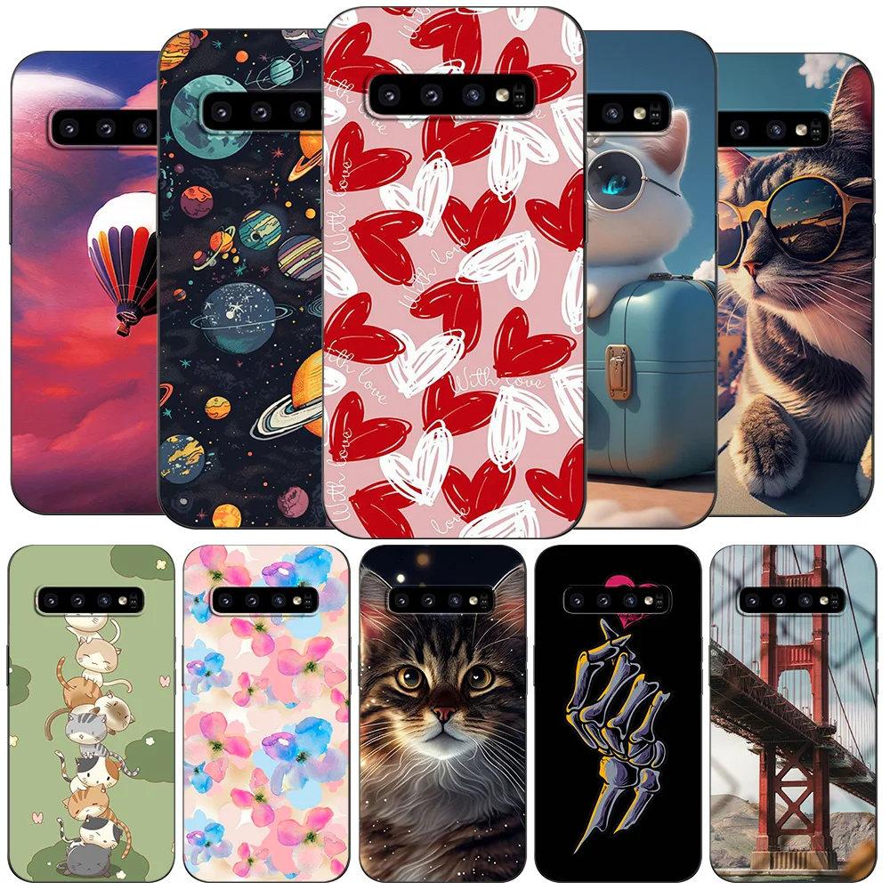 Per Samsung Galaxy S10 Custodia Per Samsung S10 Plus S10E Cover S10 + S10Plus S10 E Sm-G973F Custodia In Tpu Nero Design Interessante