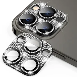 Premium Diamond Camera Lens Protector with Metal Protection and Glasses Shield - 13 Pro or 13 Pro Max (Black)