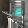Stainless Steel Towel Rack Foldable Punching Free Bath Towel Shelf With Hooks Home Kitchen Bathroom Supplies Storage Holder 3