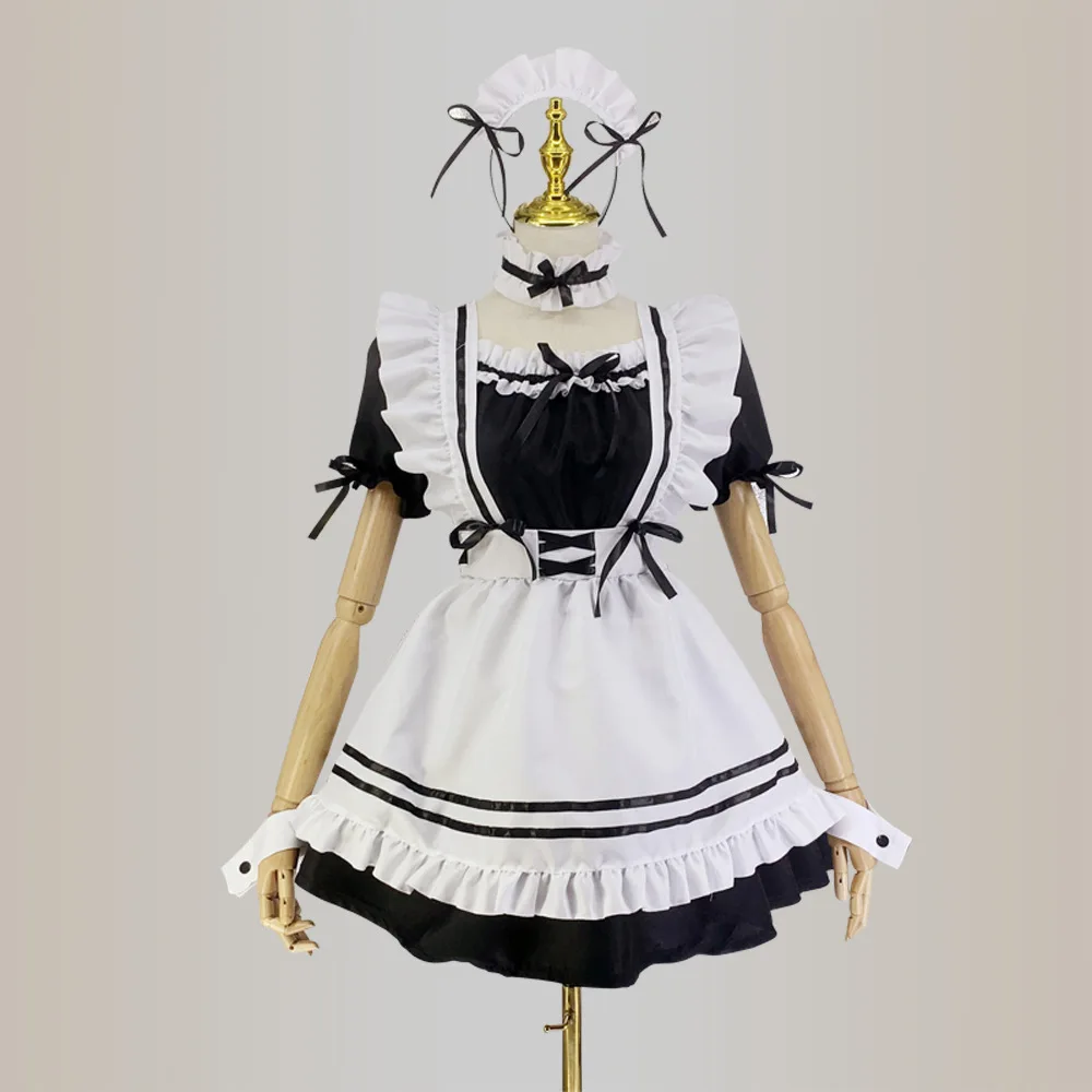 S-5XL Black  Lolita Dress Cute Girls Women Lovely Sexy Maid Outfit Cosplay Costume Uniform Clothes