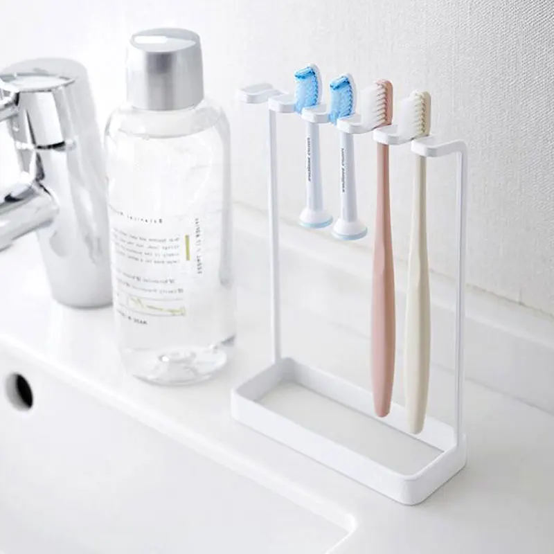 Stand Type Metal Toothbrush Holder Hanger Bathroom Tooth Brush Toothpaste Razor-Organizers Rack Stand Bathroom Accessories