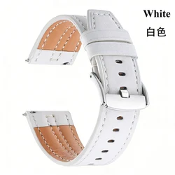 Genuine Leather Vintage Cowhide Watch Band - Quick Release Universal Sport Bracelet - 22mm (White)