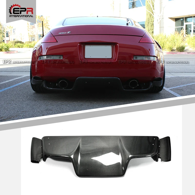 For Nissan 2003-2008 Z33 350z TS Style Carbon Fiber Rear Diffuser Fit For Infiniti G35 Coupe 2D JDM Glossy Fibre Bumper Splitter
