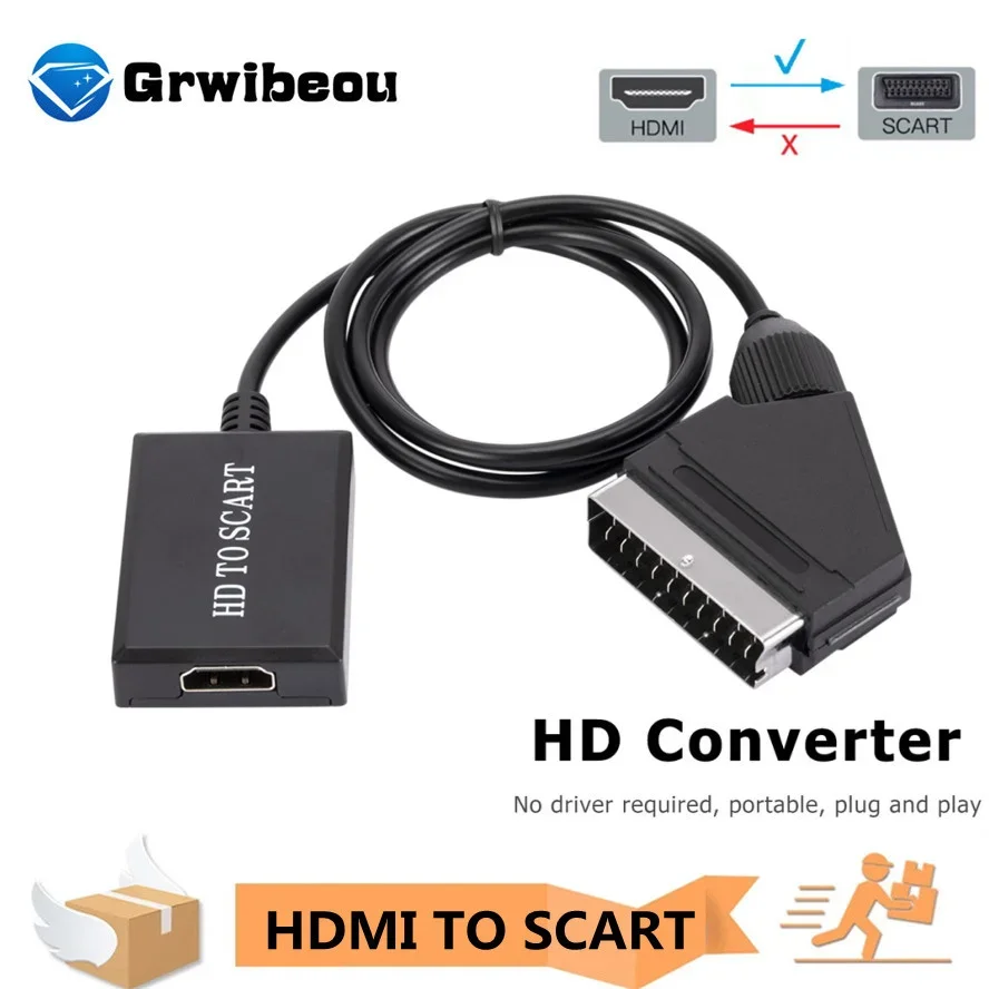 Adattatore Da Hdmi A Scart 1080P Convertitore Audio Video Di Lusso Pal/Ntsc Per Hd Tv Sky Dvd Box Accessori Per Convertitore Di Segnale Di Lusso