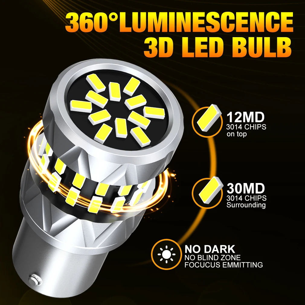 2pcs CanBus 램프 1156 BA15S P21W BAU15S PY21W 7440 W21W P21/5W 1157 BAY15D 7443 LED 전구 42smd 3014 칩 역방향 회전 신호
