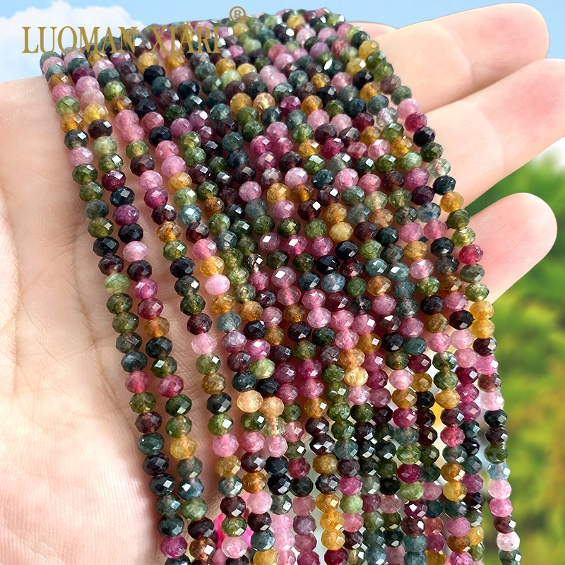 

3x4 мм граненые бусины из натурального камня халцедон турмалиновые колеса свободные разделительные бусины аксессуары для браслета