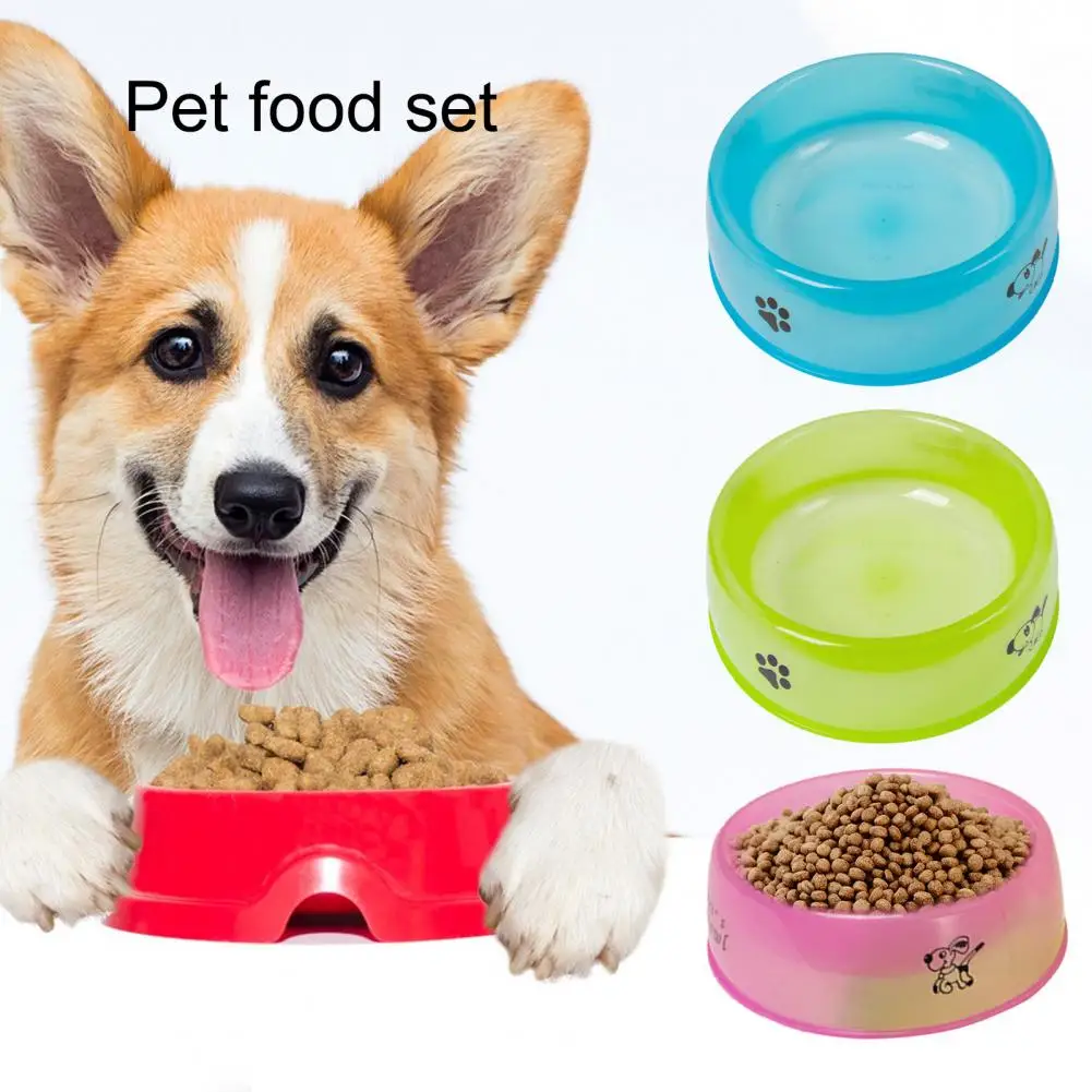 

PP Pet Food Water Feeder Transparent Cartoon Print Round Food Grade Pet Food Bowl Dogs Accessories Для Собак поилка для собак