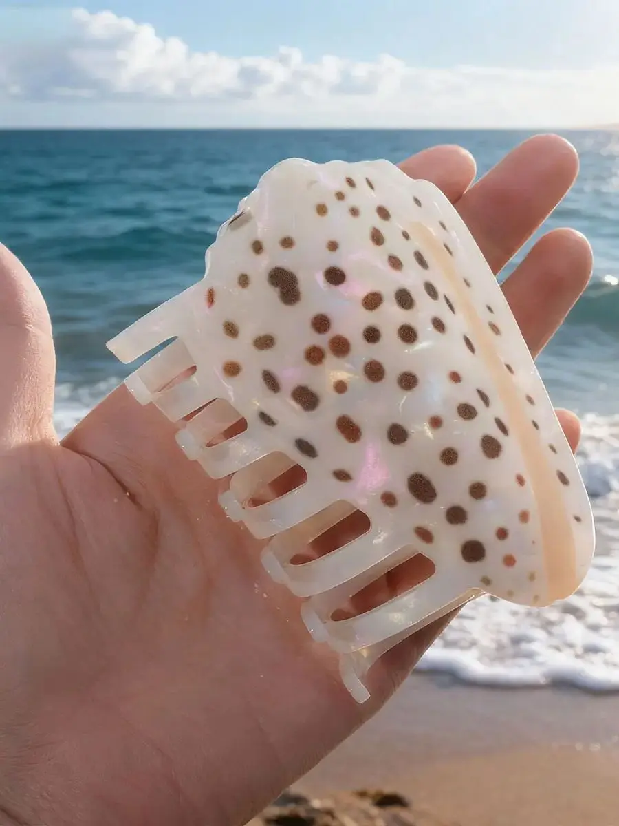 1 piece personalised Hebrew Cone Shell and a Textile Cone shell hair claw for Hawaii sumer holiday