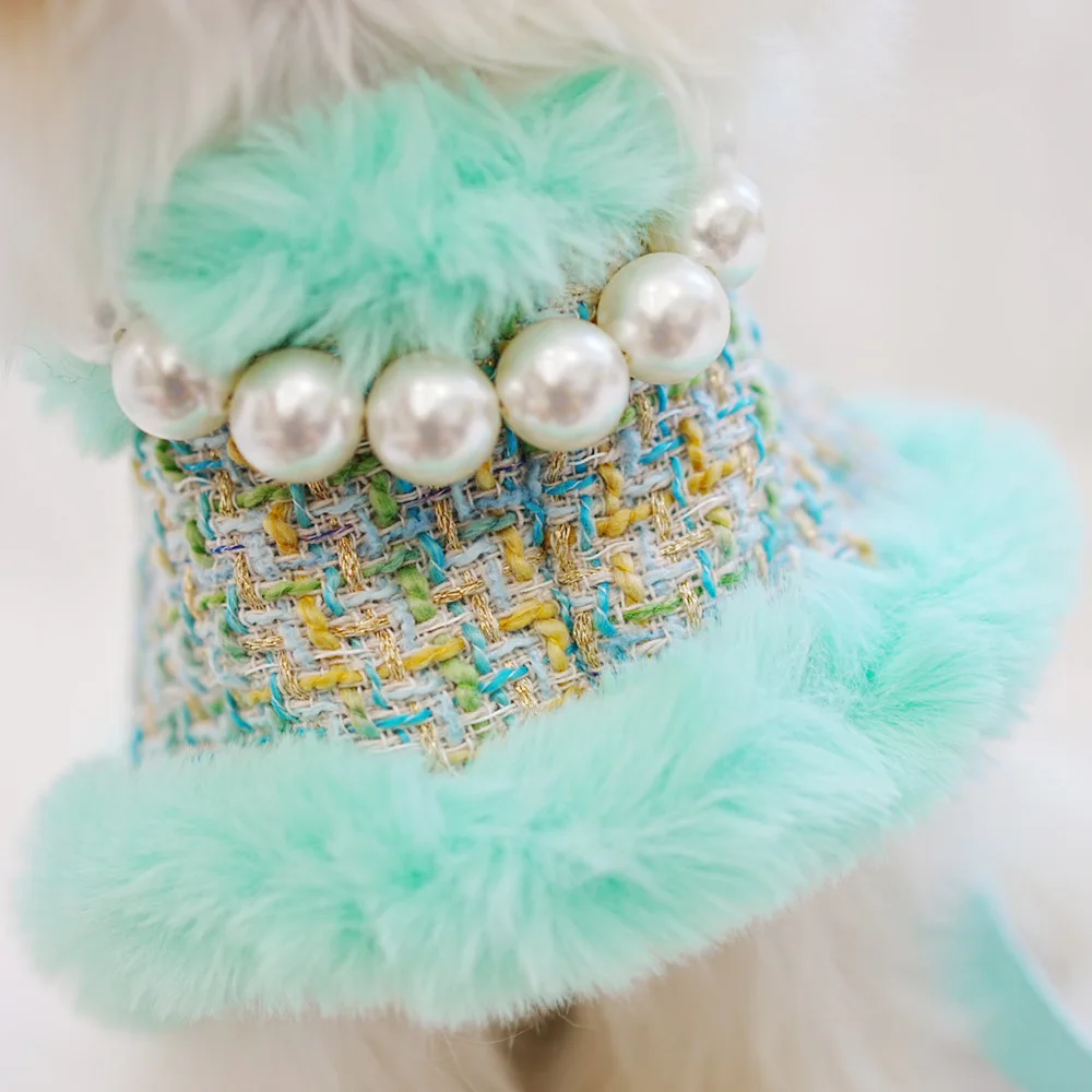 Klassische Hunde-Winterkleidung, Hundegeschirr-Outfit für Mädchen, duftender Umhang, Prinzessin, Welpen, Katzen, Brust- und Rückentraktion für kleine Hunde – Detail 7
