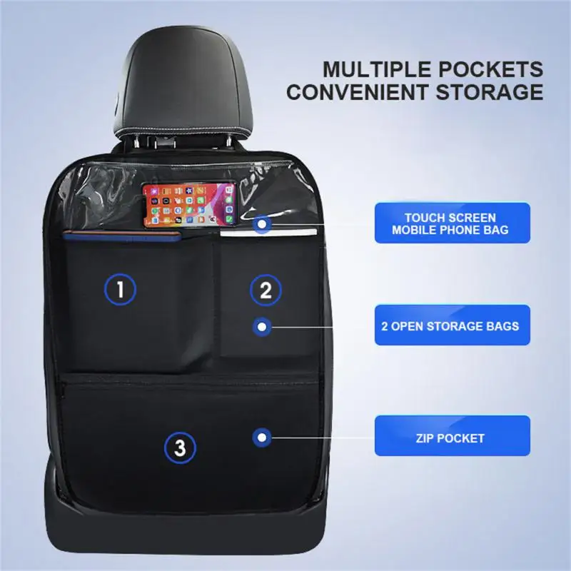 Car Seat Back Anti Kicking Pad Anti-dirty Leather Protection Anti-kick Storage Bag Pockets Cover Accessories Interior | Автомобили и
