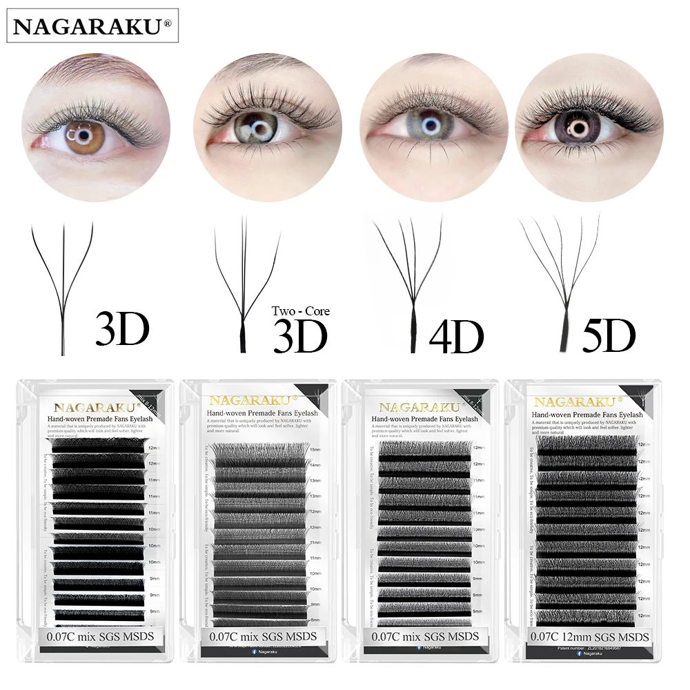 Eyelash Extension Eyelash Extensions Eyelash Extension Lashes Fake Eyelashes False Eyelashes NAGARAKU Automatic Flowering W Shape Bloom 3D 4D 5D 6D Premade Fans Eyelash Extensions Natural Soft Light Individual Lashes