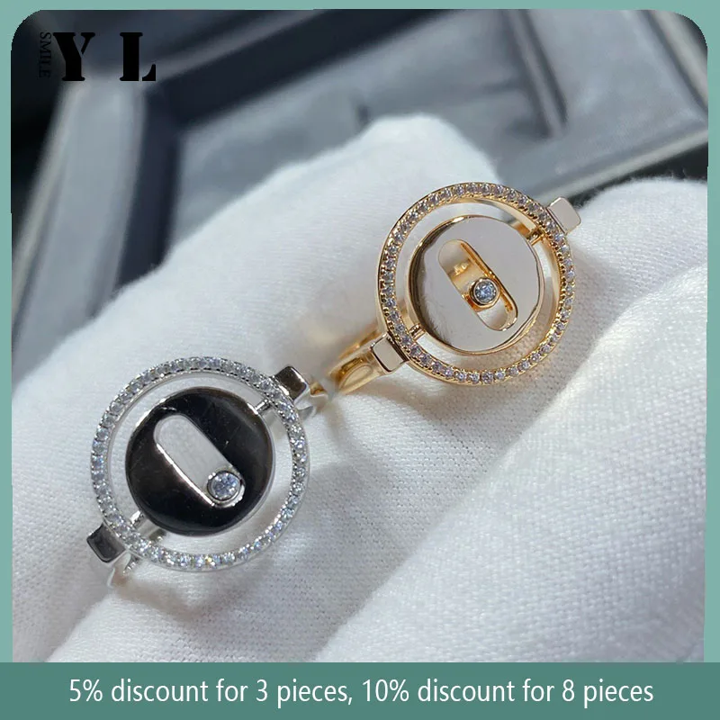 

Messica - Ladies Sliding Diamond Ring S925 Sterling Silver Electroplated Micro Gold Inlaid Diamond Ring Original Classic Jewelry