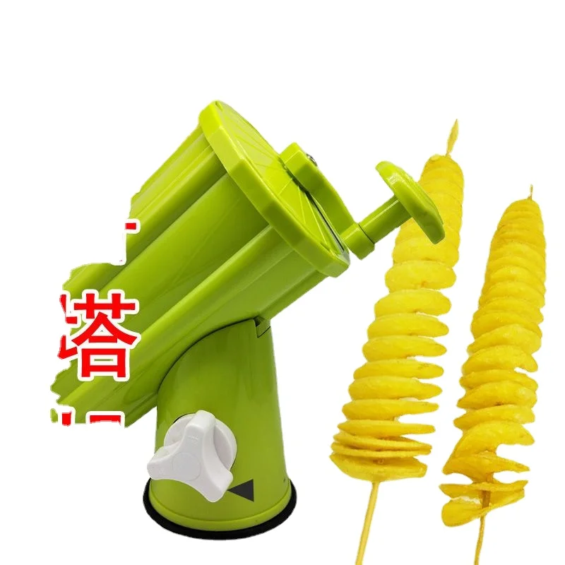 Manual Hand-Cranking Potato Cutter Spiral Potato Slicer Cyclone String Machine Tower Cutting Artifact