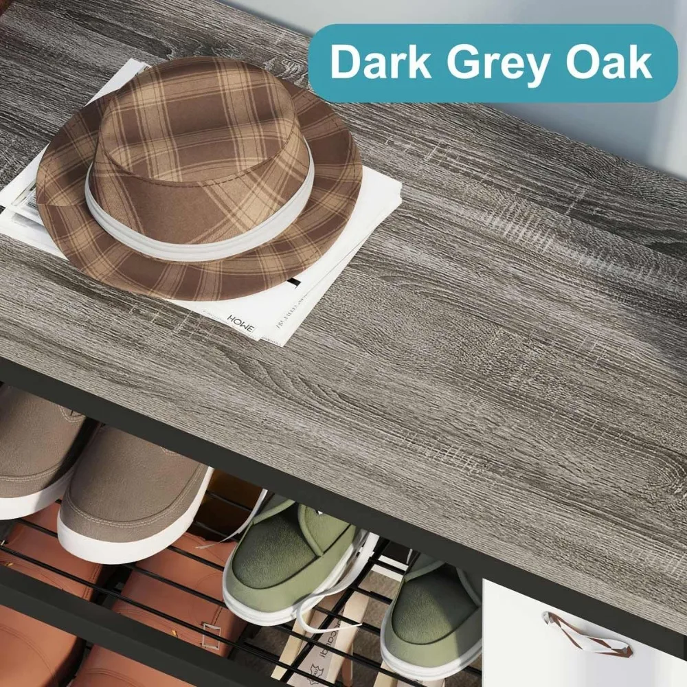 hall tree with bench and shoe storage, entryway bench with coat rack, wooden metal coat tree with hooks, 5 in 1 multifunctional