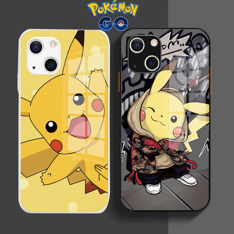 Новинка жидкое стекло для мобильного телефона Pokemon Pikachu iPhone 13 12 11 XR Xs 7 8 plus Pro Max