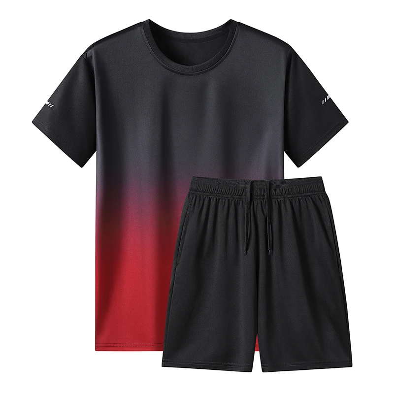 YJKVUR Unisex 2 Piece Outfits Casual Tracksuit Quick Dry Shorts Men's 2024 Summer New Sweatsuit Oversize Short Sleeve Sport Set