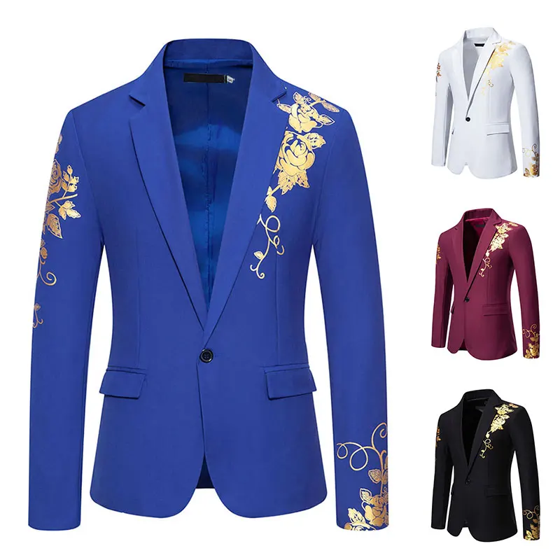 

Fashion Personality Paisley Foil Print Blazer Men's Wedding Casual Slim Fit Suit Jacket Luxury Tuxedo Suit Coat
