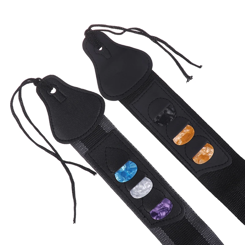 Adjustable Electric Guitar Strap with 3 Guitar Picks Holders PU Leather Ends Acoustic Bass Strap Belt Accessories