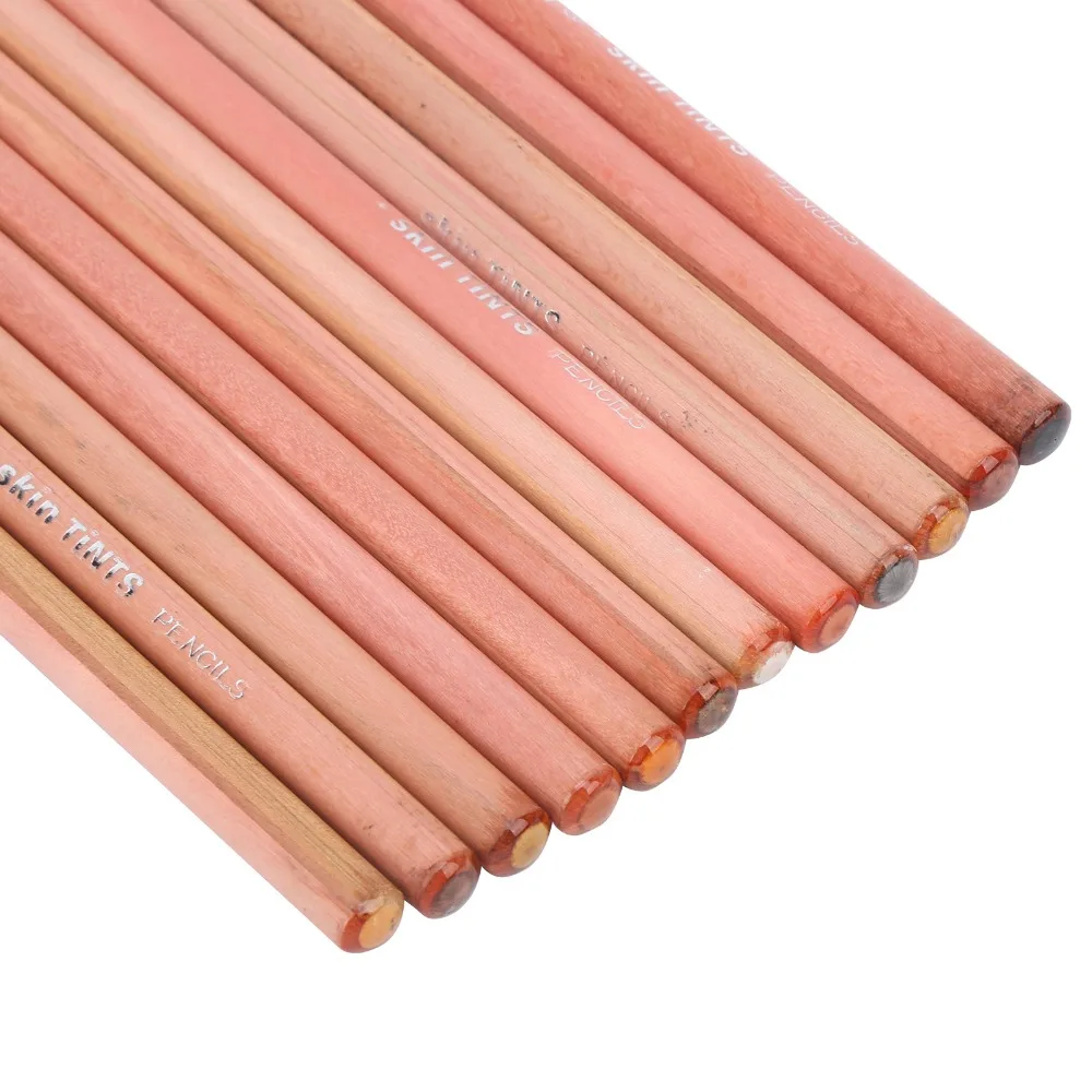 12PCS 실물 같은 피부 색조 12색 스킨 톤 파스텔 연필 부드럽고 매끄러운 코어 수용성 인물 스케치 파스텔 스틱