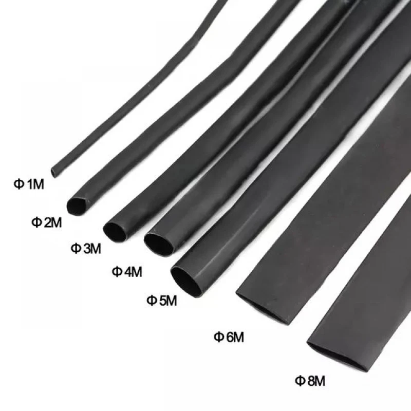 8 Meter/set Heat Shrink Tube kit 1/2/3/4/5/6/7/8MM 2:1 Black Heat Shrink Tubing Shrinkable Sleeving Wrap DIY Connector wire kit heat shrink tubing