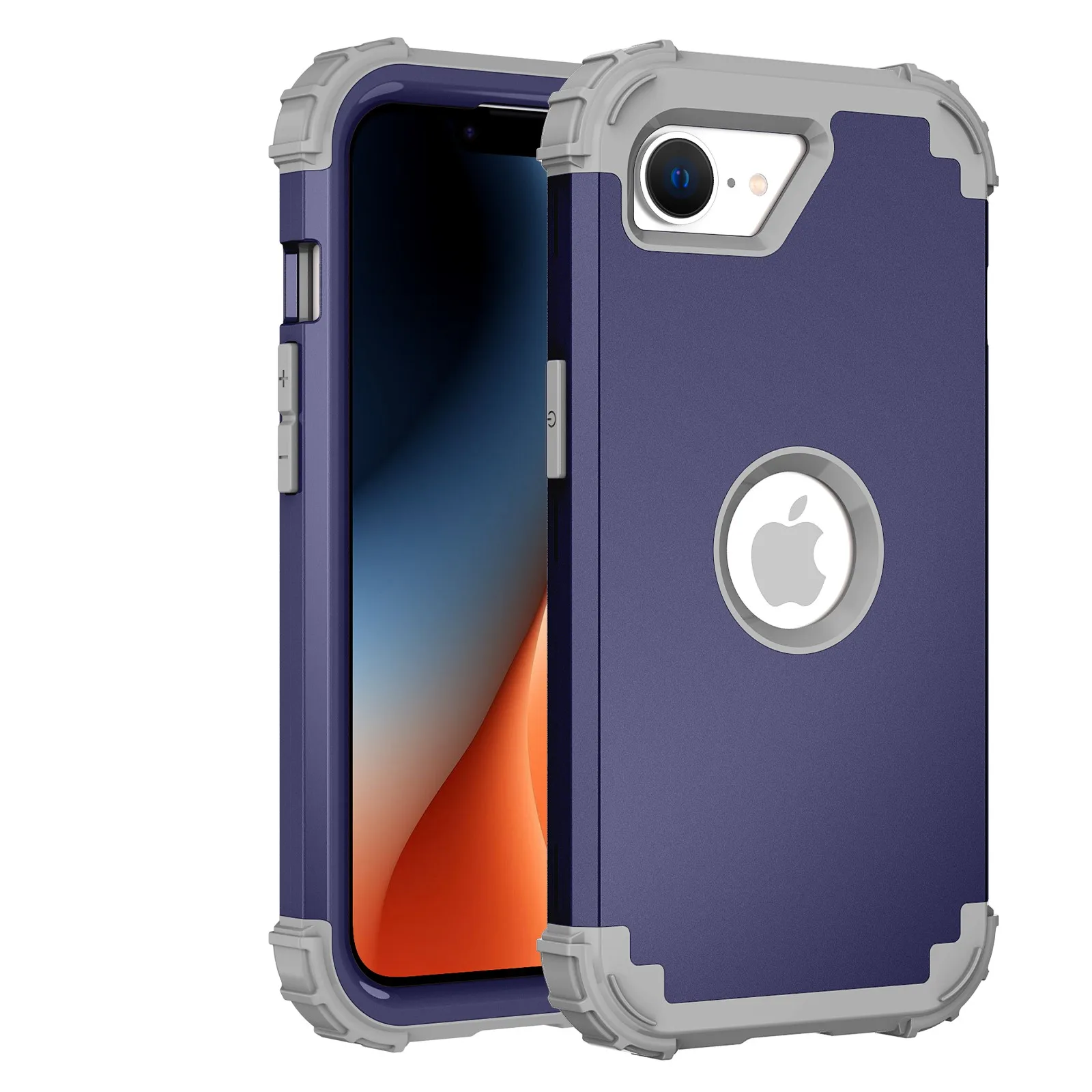 Durable 3-in-1 Shockproof Armor Phone Case with Soft TPU Silicone and Hard Plastic Lining