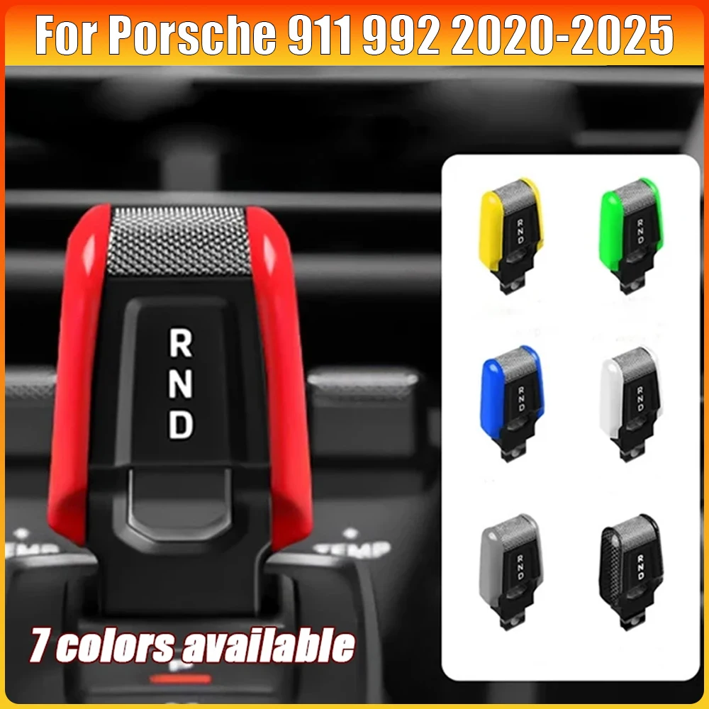 Cubierta embellecedora de perilla de palanca de cambios roja Carmine de engranaje de fibra de carbono para Porsche, accesorios modificados de repuesto