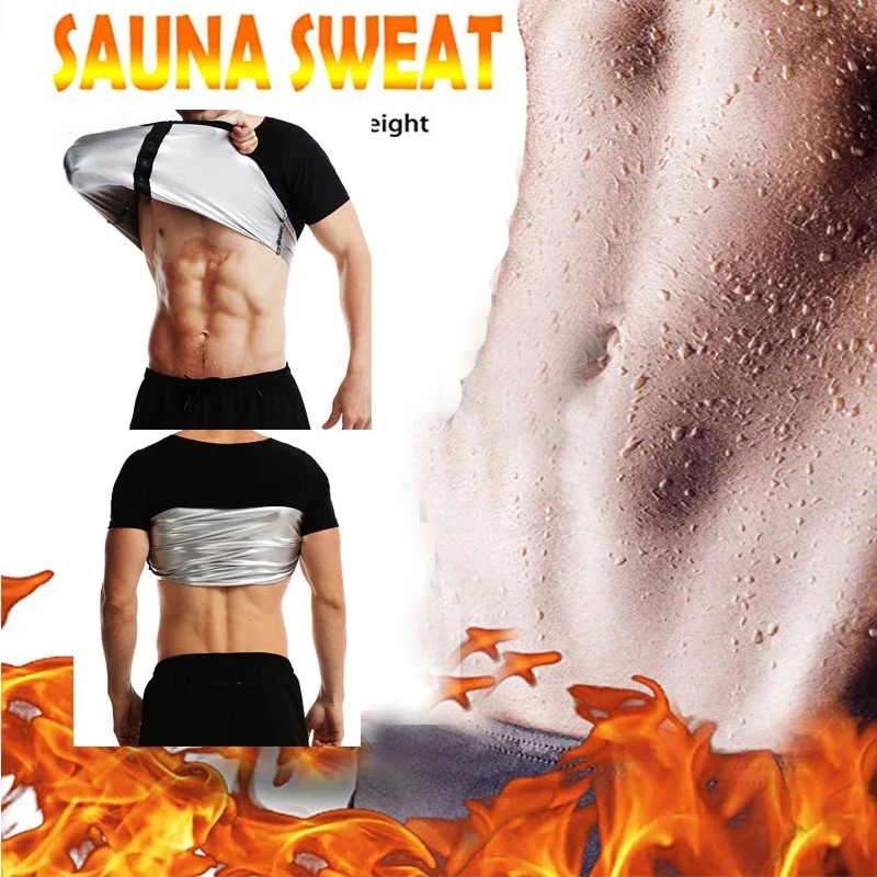 MrifDila Zipper Sauna Jacket Men's Short Sleeve 5 Times Sweat Corset Weight Loss Heat Trapping Suit Exercise Workout Body Shaper
