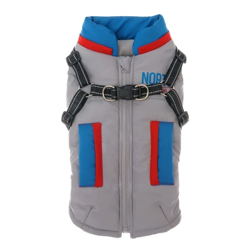 thumbnail image 1 of Ropa cálida para perros con arnés, chaqueta de invierno para mascotas, abrigo resistente al viento para perros pequeños y medianos, trajes para chihuahua y bulldog francés, 1 of 5