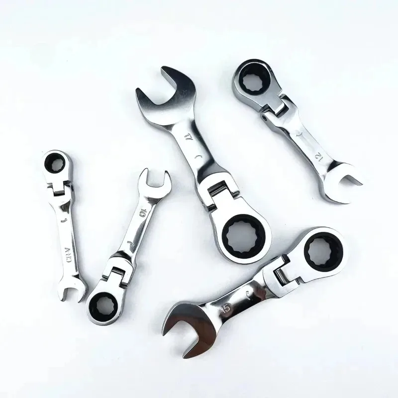Compact Adjustable Ratchet Wrench with Quick Release - Mirror Polished Spline Opening Tool