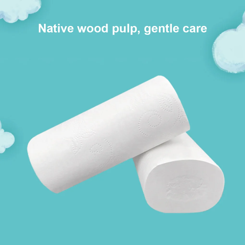 5 Layers Reinforced Wood Pulp Toilet Paper Home Bathroom Washroom Toilet Paper Towel Tissue Roll, 12 Rolls