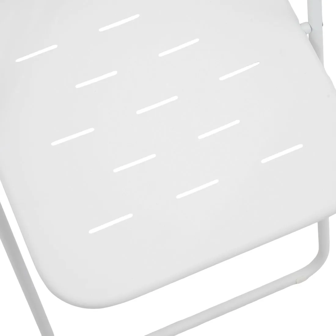 3-teiliges klappbares Bistro-Set für den Außenbereich, E-beschichtet, 2 Stühle und 1 Tisch, wetterbeständig, weiß – Detail 10