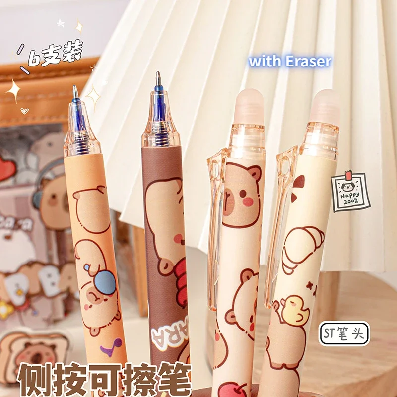 OIXYA Uitwisbare pennen Capybara, 12 gelpennen, kawaii-pen, Cartoon Animal Capibara Stitch-pen 0,5 mm met gum, cadeaus voor school, kantoor, leraren ( zwart) - A OIXYA Uitwisbare pennen Capybara, 12 gelpennen, kawaii-pen, Cartoon Animal Capibara Stitch-pen 0,5 mm met gum, cadeaus voor school, kantoor, leraren ( zwart) - A