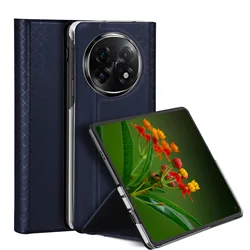 DUX DUCIS Full - Body Ultra - Thin Checkered Leather Flip Cover - Shockproof Protective Slim Design for OPPO Find N5 (Blue)