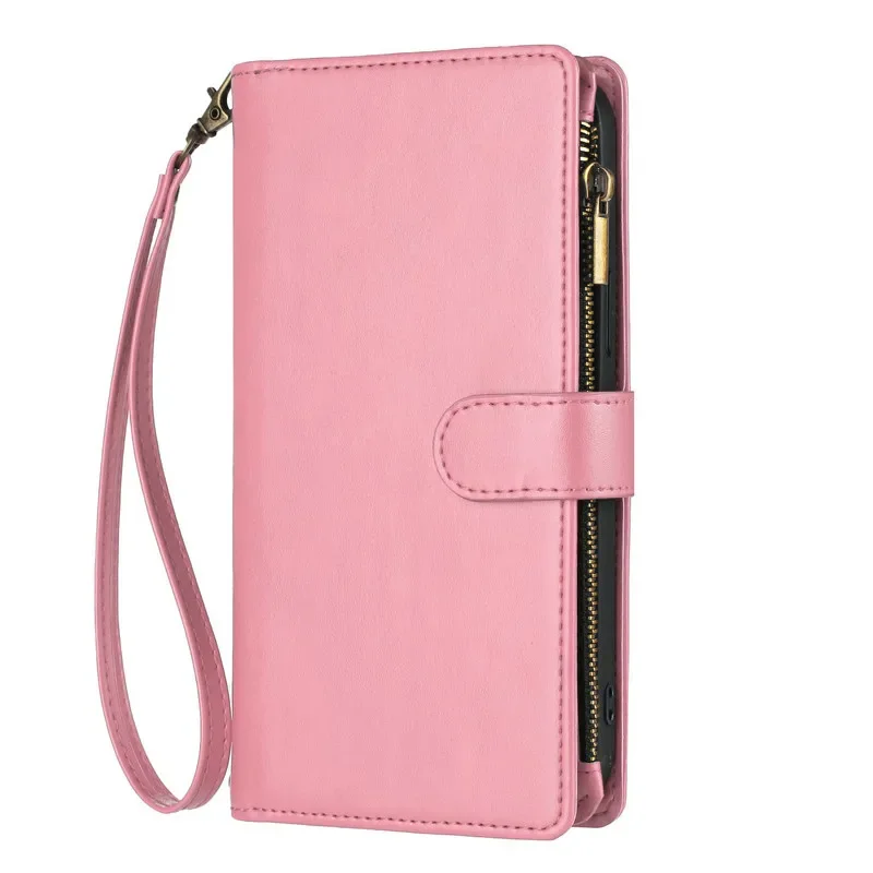 Luxurious Leather Crossbody Wallet with 9-Card Flip Case and Zipper Pocket