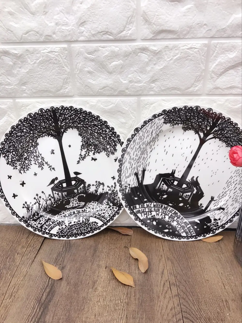 

Ceramic two people's forest wedding Valentine's Day gift four piece steak plate flat plate