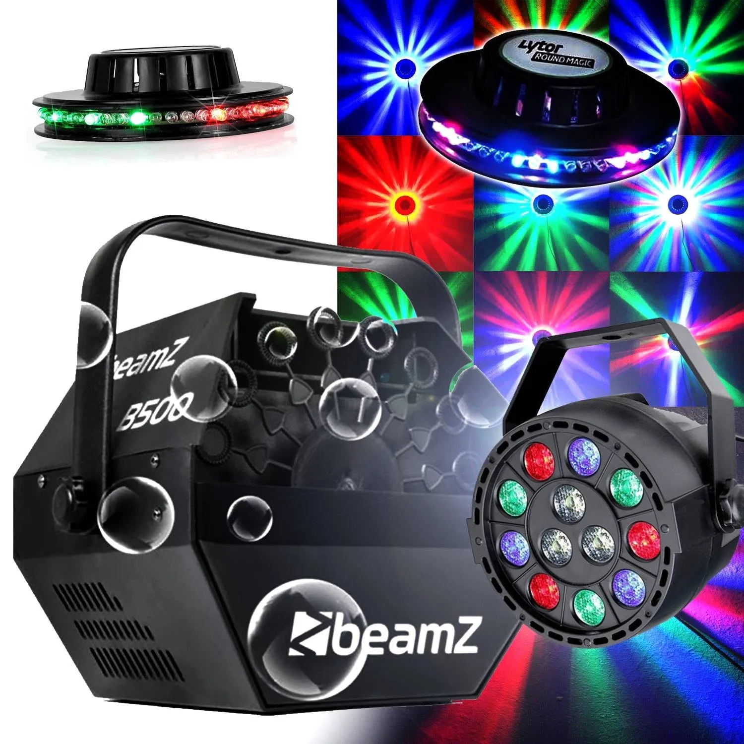 Bubble Machines with big wheel bubble BEAMZ B500 + 2 effects UFO LED