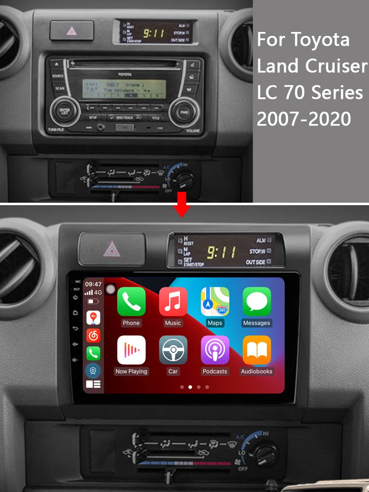 For Toyota Land Cruiser 2007-2020 Car Stereo Radio Carplay