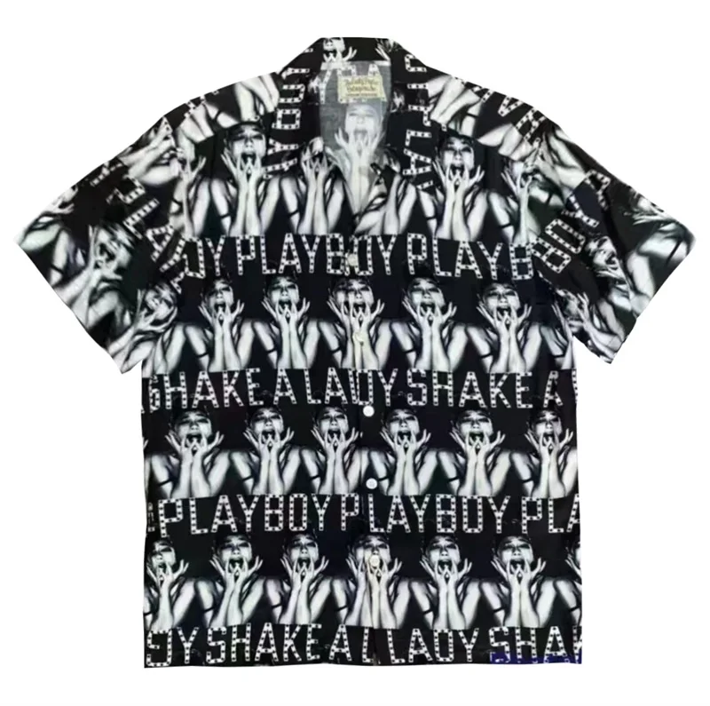 

2023ss Wacko Maria Leisure Short Sleeve ShirtClassic Scream Limited Edition Print Men Women Hawaii Style Shirt