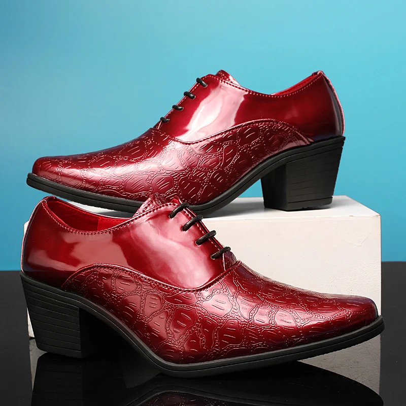 Pointed Men's Shoes Leather Shoes Big Size 46 Men Height Increasing High Men Zapatos Hombre De Vestir