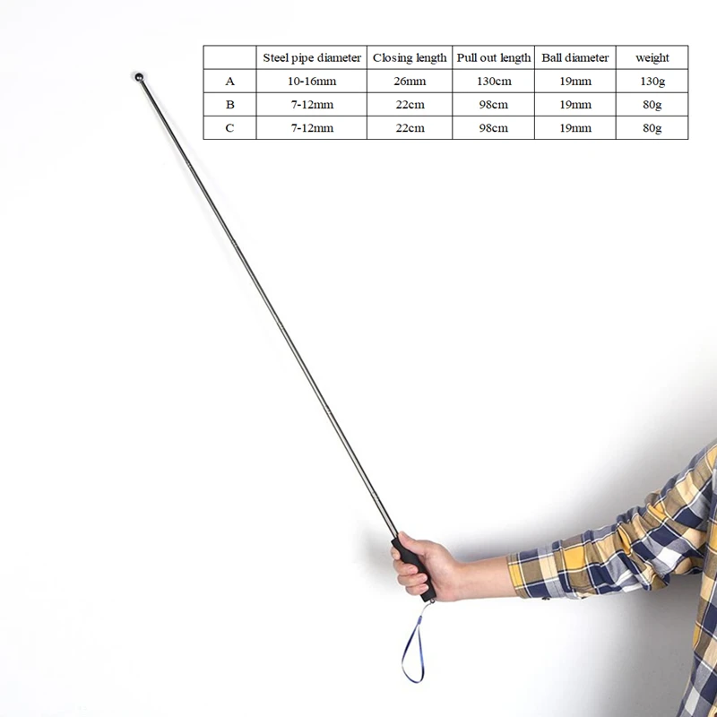 98/130CM Multi-functional Telescopic Self Defense Hammers Empty Drum Hammer Room Test Rod Inspection Room Tools Metal Test Hollow Drum Hammer Empty Drum Hammer