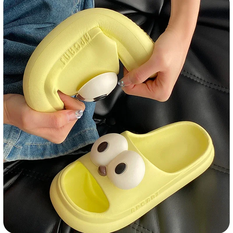 House Slippers Clog Womens Cloud Cartoon Big Eyes Dog Puppy Sandals Summer Flip Flops Beach Slides Home Shoes Cute Female Funny