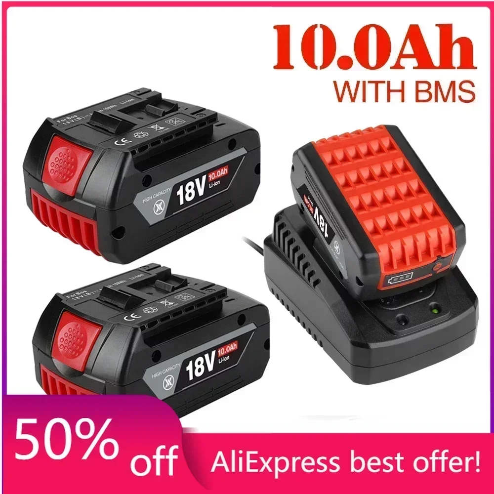 

NEW 18V 10Ah Rechargeable Li-ion Battery For Bosch 18V Power tool Backup 10000mah Portable Replacement BAT609 Indicator light