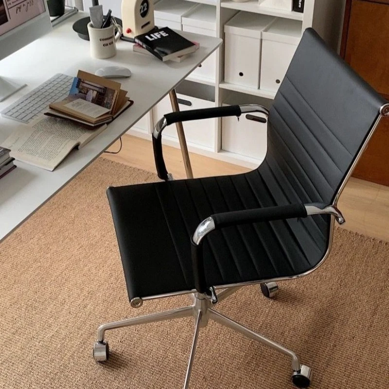 High Quality PU Leather Office Chair Natural Sponge Cushion Metal Armrest Aluminum Alloy Base Ergonomic Executive Meeting Chair