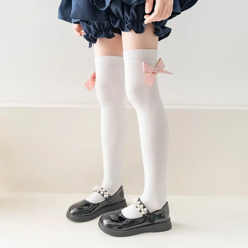Cotton Knee Socks Knee Length Socks Over the Calf Socks 19inch Kids Lace Knee High Socks For 1-15 Years girl