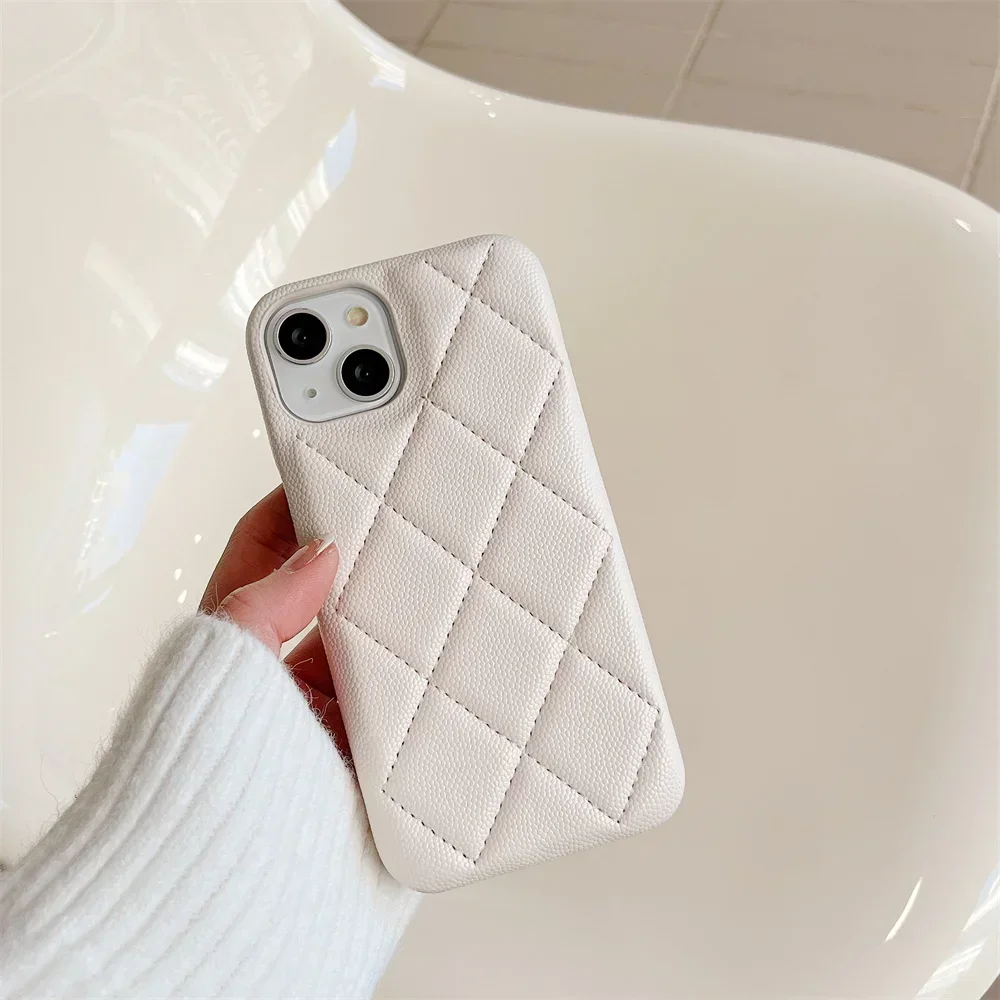 Luxury Geometric Leather Crossbody Phone Case with Necklace Chain and Card Holder