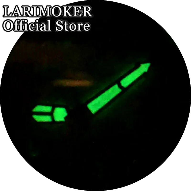 LARIMOKER 40,5 mm Saphirglas Edelstahl Silber Uhrengehäuse Schwarz/Weiß Datumszifferblatt NH35 Automatische mechanische Herrenuhren – Detail 9