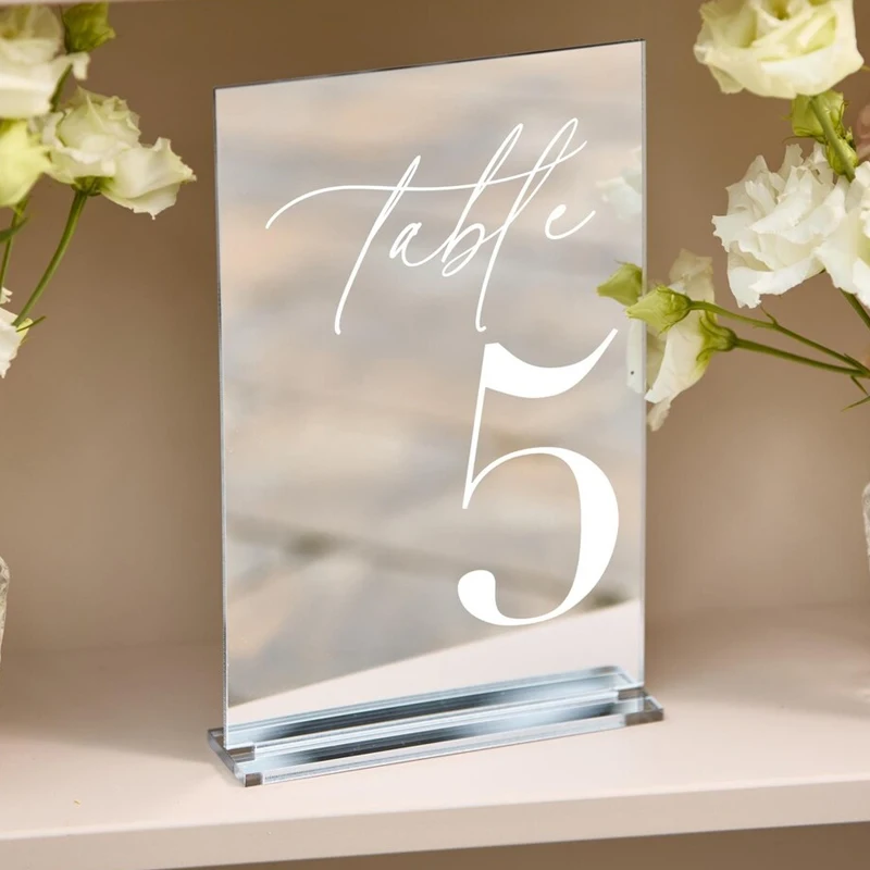 Silver Mirror Table Numbers-Wedding Table Numbers-Acrylic Signs Wedding Decor